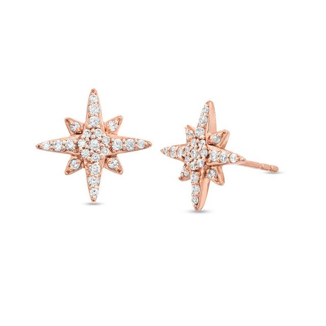 0.20 CT. T.W. Diamond Starburst Stud Earrings in 10K Rose Gold|Peoples Jewellers
