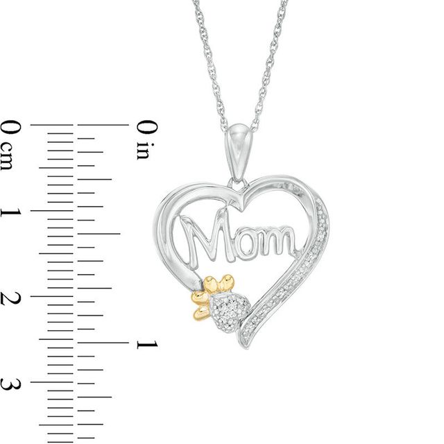 Diamond Accent "Mom" Heart Dog Paw Print Pendant in Sterling Silver and 10K Gold|Peoples Jewellers