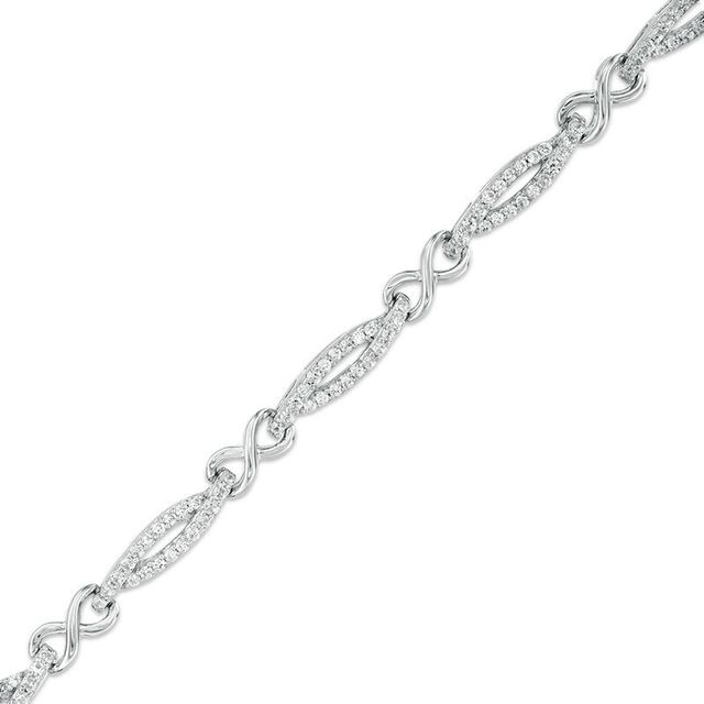 1.01 CT. T.W. Diamond Infinity Station Bracelet in 10K White Gold|Peoples Jewellers