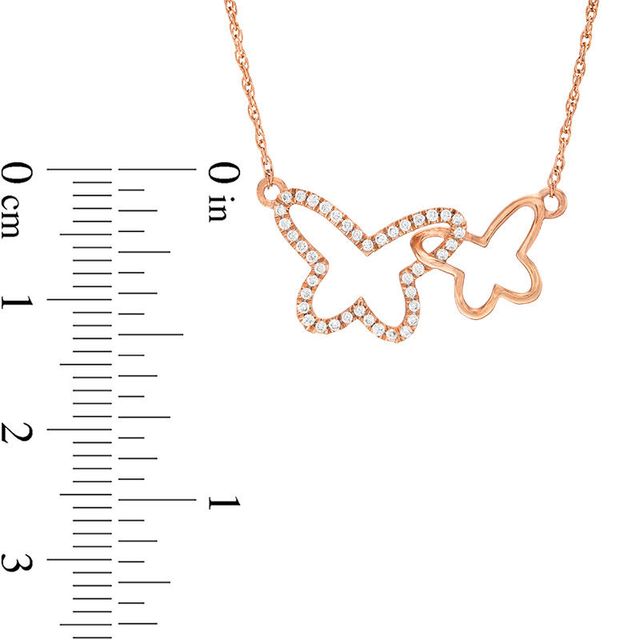 0.15 CT. T.W. Diamond Interlocking Butterfly Necklace in 10K Rose Gold