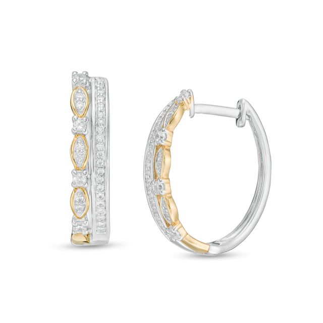 0.33 CT. T.W. Diamond Double Row Hoop Earrings in 10K Two-Tone Gold|Peoples Jewellers
