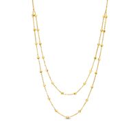 Diamond-Cut Bead Station Double Strand Necklace in 14K Gold - 17"|Peoples Jewellers