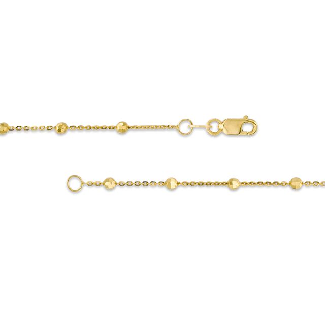 Diamond-Cut Bead Station Double Strand Necklace in 14K Gold - 17"|Peoples Jewellers