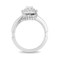 Enchanted Disney Pocahontas 0.88 CT. T.W. Oval Diamond Double Frame Bypass Engagement Ring in 14K White Gold|Peoples Jewellers