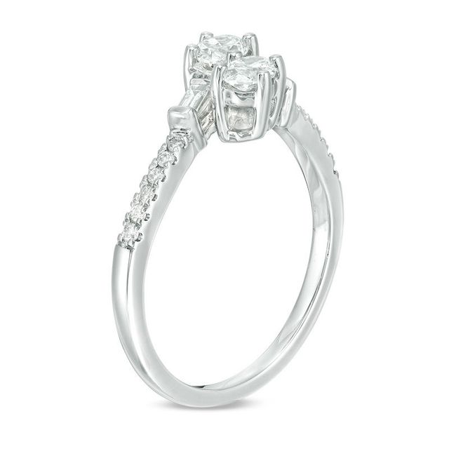 Ever Us™ 0.63 CT. T.W. Two-Stone Oval Diamond Bypass Ring in 14K White Gold