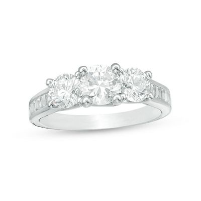2.00 CT. T.W. Diamond Three Stone Past Present Future® Engagement Ring in 14K White Gold|Peoples Jewellers