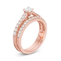 Perfect Fit 1.00 CT. T.W. Diamond Interlocking Bridal Set in 14K Rose Gold|Peoples Jewellers