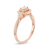 0.45 CT. T.W. Emerald-Cut Diamond Frame Tri-Sides Engagement Ring in 14K Rose Gold|Peoples Jewellers