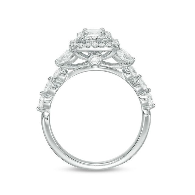 1.45 CT. T.W. Emerald-Cut  Diamond Double Frame Engagement Ring in 14K White Gold|Peoples Jewellers