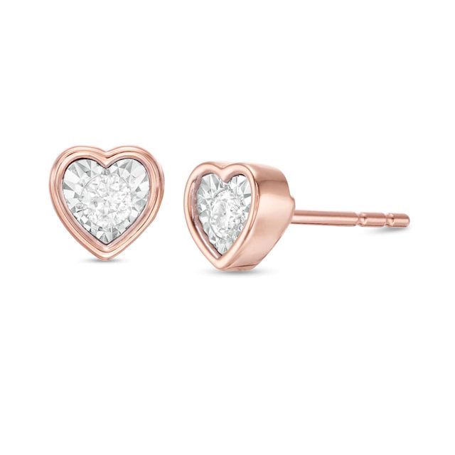 0.10 CT. T.W.  Diamond Solitaire Heart-Shaped Stud Earrings in 10K Rose Gold|Peoples Jewellers