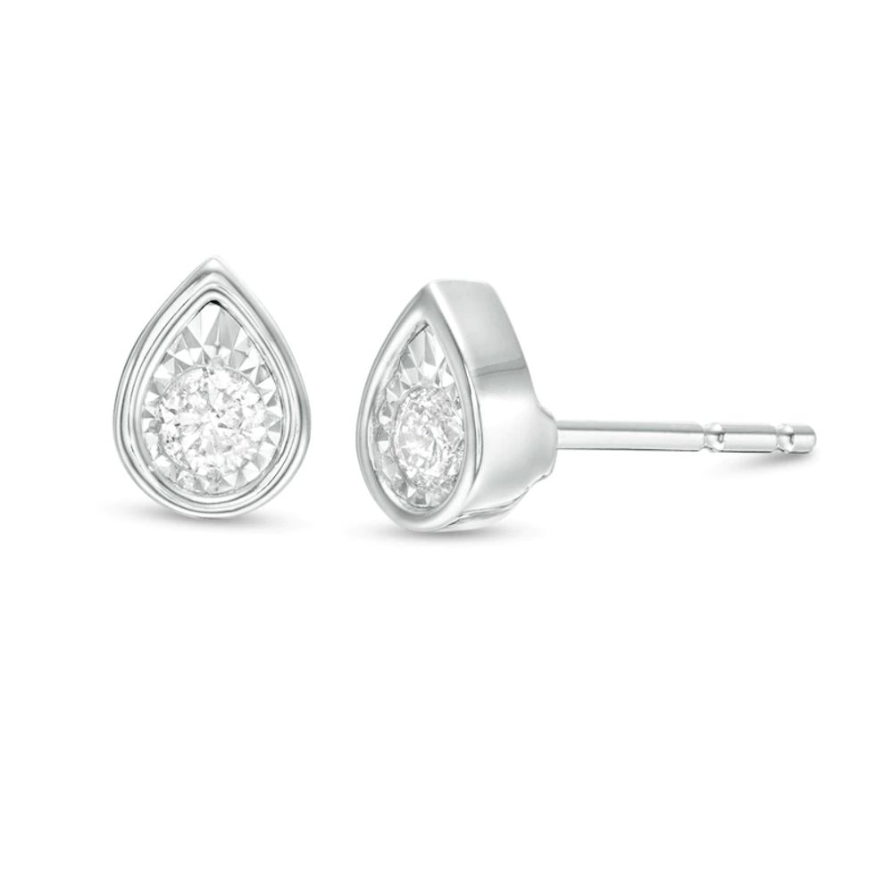 0.10 CT. T.W.  Diamond Solitaire Pear-Shaped Stud Earrings in 10K White Gold|Peoples Jewellers