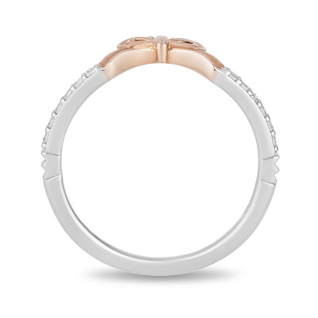 Enchanted Disney Snow White 0.10 CT. T.W. Diamond Bow Contour Wedding Band in 14K Two-Toned Gold