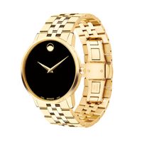 Men's Movado Museum® Classic Gold-Tone PVD Watch with Black Dial (Model: 0607203)|Peoples Jewellers