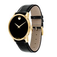 Men's Movado Museum® Classic Gold-Tone PVD Strap Watch with Black Dial (Model: 0607271)|Peoples Jewellers