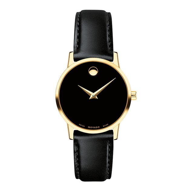 Ladies' Movado Museum® Classic Gold-Tone PVD Strap Watch with Black Dial (Model: 0607275)