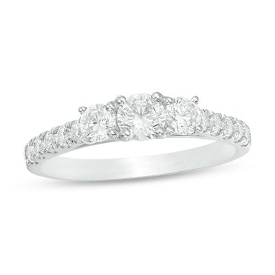 0.95 CT. T.W. Diamond Past Present Future® Engagement Ring in 10K White Gold|Peoples Jewellers