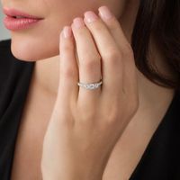 0.95 CT. T.W. Diamond Past Present Future® Engagement Ring in 10K White Gold|Peoples Jewellers