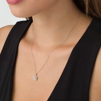 Lab-Created White Sapphire Cushion Frame Pendant and Stud Earrings Set in Sterling Silver|Peoples Jewellers