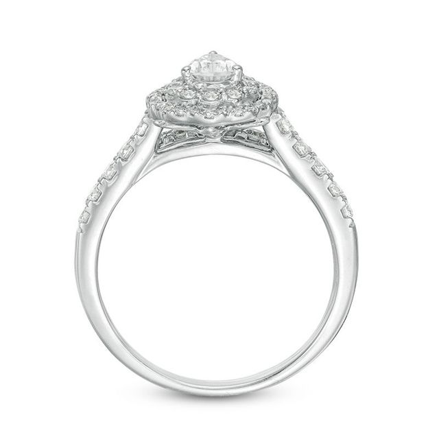 1.00 CT. T.W. Pear-Shaped Diamond Scallop Frame Bridal Set in 14K White Gold|Peoples Jewellers