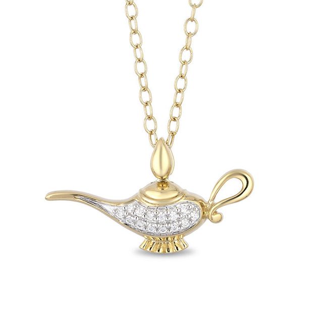 Enchanted Disney Jasmine Diamond Accent Genie Lamp Pendant in 10K Gold - 19"|Peoples Jewellers