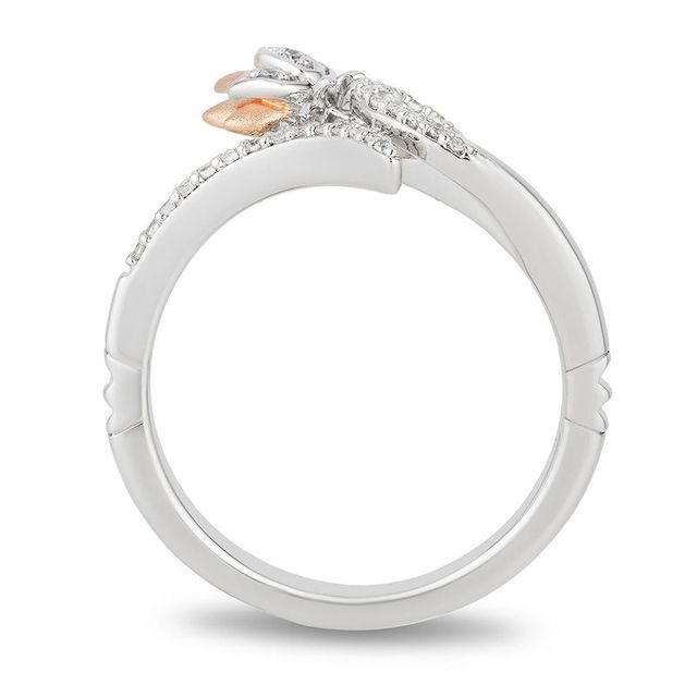 Enchanted Disney Jasmine 0.085 CT. T.W. Diamond Lotus Bypass Wrap Ring in Sterling Silver and 10K Rose Gold|Peoples Jewellers