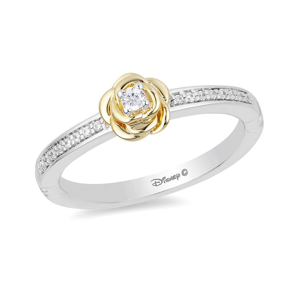 Enchanted Disney Belle 0.085 CT. T.W. Diamond Rose Ring in Sterling Silver and 10K Gold|Peoples Jewellers