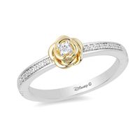 Enchanted Disney Belle 0.085 CT. T.W. Diamond Rose Ring in Sterling Silver and 10K Gold|Peoples Jewellers