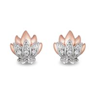 Enchanted Disney Jasmine 0.085 CT. T.W. Diamond Lotus Stud Earrings in Sterling Silver and 10K Rose Gold|Peoples Jewellers