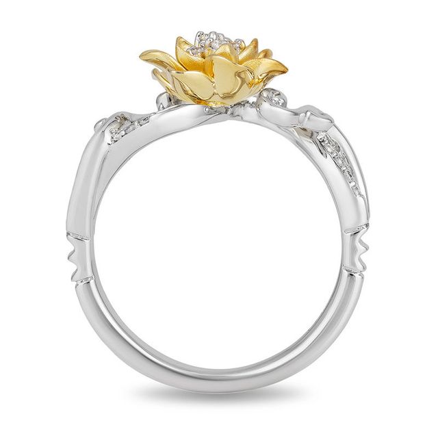 Enchanted Disney Tiana 0.085 CT. T.W. Diamond Water Lily Swirl Ring in Sterling Silver and 10K Gold|Peoples Jewellers