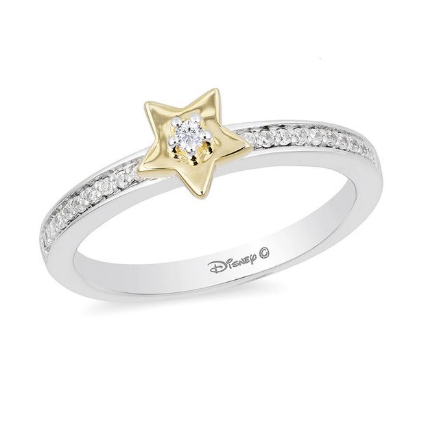 Enchanted Disney Tinker Bell 0.085 CT. T.W. Diamond Star Ring in Sterling Silver and 10K Gold|Peoples Jewellers