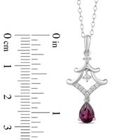 Enchanted Disney Mulan Pear-Shaped Garnet and 0.085 CT. T.W. Diamond Pagoda Pendant in Sterling Silver - 19"|Peoples Jewellers