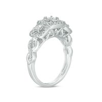 0.50 CT. T.W. Princess-Cut Diamond Past Present Future® Frame Twist Engagement Ring in 10K White Gold|Peoples Jewellers