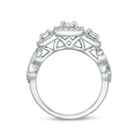 0.50 CT. T.W. Princess-Cut Diamond Past Present Future® Frame Twist Engagement Ring in 10K White Gold|Peoples Jewellers