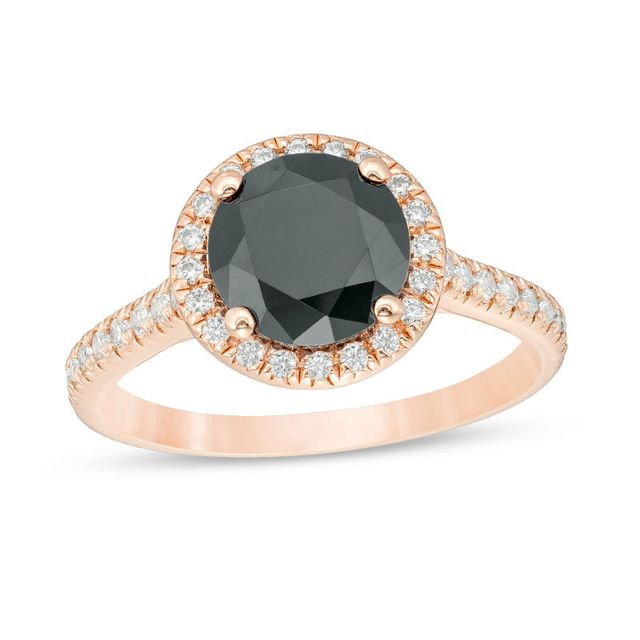 2.70 CT. T.W. Enhanced Black and White Diamond Frame Engagement Ring in 14K Rose Gold|Peoples Jewellers