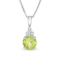 6.0mm Peridot and Diamond Accent Tri-Top Pendant in Sterling Silver|Peoples Jewellers