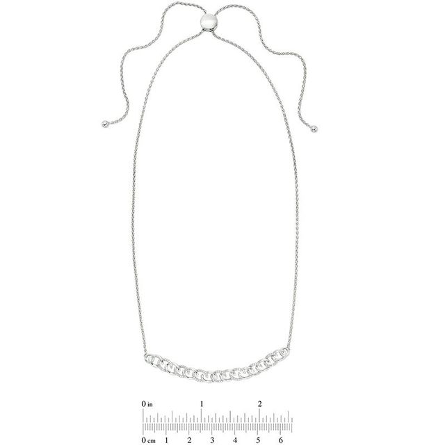 0.10 CT. T.W. Diamond Curb Link Bolo Necklace in Sterling Silver - 26"|Peoples Jewellers