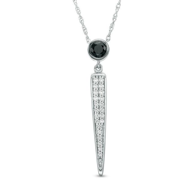 0.20 CT. T.W. Enhanced Black and White Diamond Spike Pendant in 10K White Gold|Peoples Jewellers