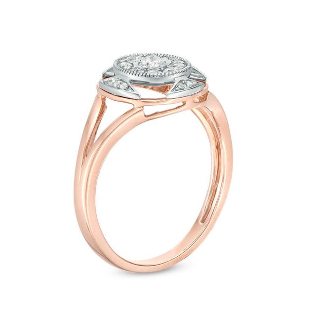 0.25 CT. T.W. Diamond Oval Frame Vintage-Style Ring in 10K Two-Tone Gold|Peoples Jewellers