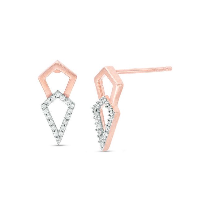 0.065 CT. T.W. Diamond Double Kite-Shaped Stud Earrings in 10K Rose Gold|Peoples Jewellers