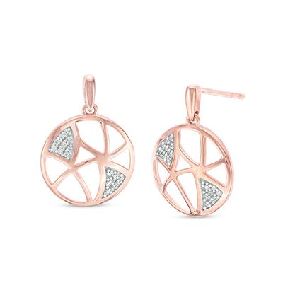 0.065 CT. T.W. Diamond Geometric Cut-Out Circle Drop Earrings in 10K Rose Gold|Peoples Jewellers