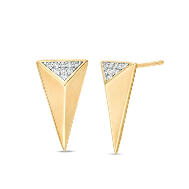 0.07 CT. T.W. Diamond Elongated Triangle Stud Earrings in 10K Gold|Peoples Jewellers