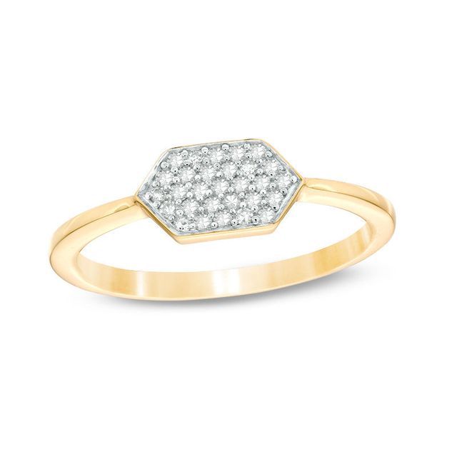 0.12 CT. T.W. Composite Diamond Elongated Hexagon Ring in 10K Gold|Peoples Jewellers