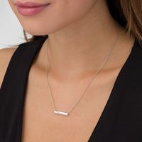 Peoples 100-Year Anniversary  0.10 CT. T.W. Diamond Maple Leaf Bar Necklace in Sterling Silver and 14K Rose Gold|Peoples Jewellers