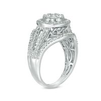 1.00 CT. T.W. Diamond Double Frame Vintage-Style Engagement Ring in 10K White Gold|Peoples Jewellers