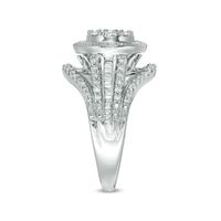 1.00 CT. T.W. Diamond Double Frame Vintage-Style Engagement Ring in 10K White Gold|Peoples Jewellers