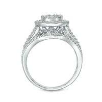 1.00 CT. T.W. Diamond Double Frame Vintage-Style Engagement Ring in 10K White Gold|Peoples Jewellers