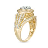 1.00 CT. T.W. Composite Diamond Double Frame Vintage-Style Engagement Ring in 10K Gold|Peoples Jewellers