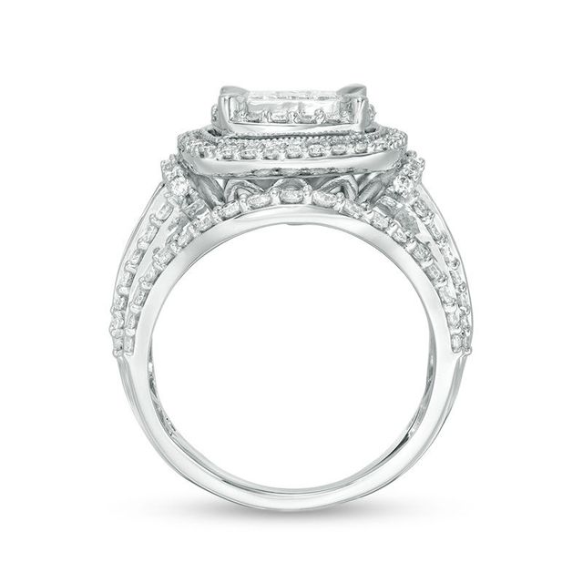 2.00 CT. T.W. Princess-Cut Composite Diamond Double Frame Engagement Ring in 10K White Gold|Peoples Jewellers
