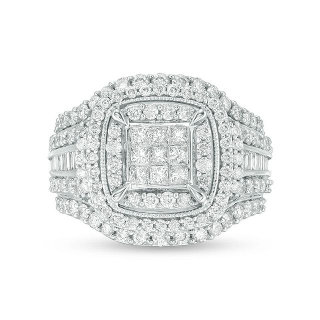 2.00 CT. T.W. Princess-Cut Composite Diamond Double Frame Engagement Ring in 10K White Gold|Peoples Jewellers