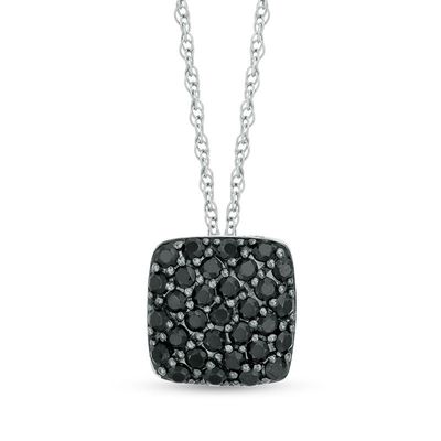 0.25 CT. T.W. Enhanced Black Composite Diamond Cushion Pendant in 10K White Gold|Peoples Jewellers